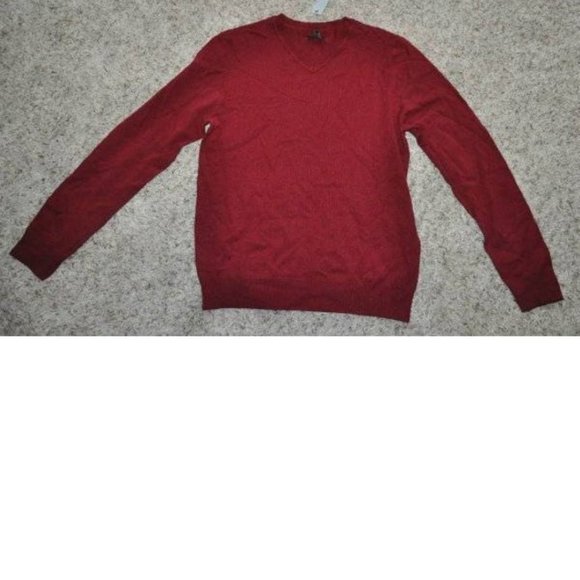 Mens Wool Blend Sweater Apt 9 Red Dogwood Small Merino V-Neck Long Sleeves - Picture 1 of 3